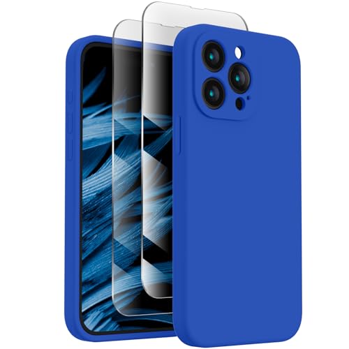 6.7 inch Full Cover Camera Protection Soft Anti-Scratch Microfiber Lining Silicone Phone Case with 2 Screen Protectors for 15 Pro Max