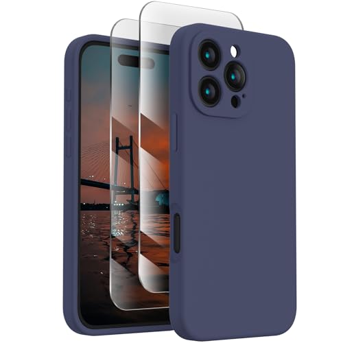 Full Cover Camera Protection Soft Anti-Scratch Microfiber Lining Silicone Phone Case with 2 Screen Protectors for 16 Pro